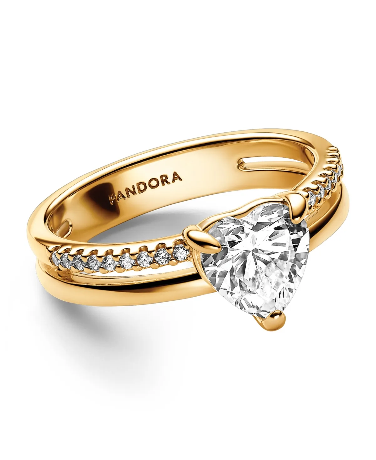 Heart 14K Gold-Plated Ring with Clear Cubic Zirconia by Pandora