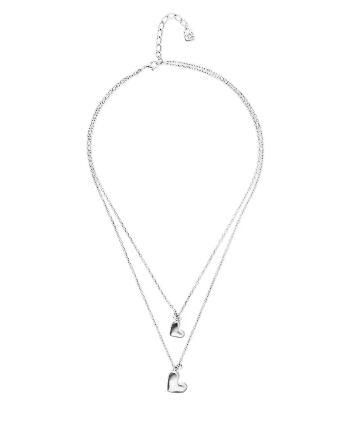 Sterling Silver Double Plated Necklace with Two Hearts by Unode50