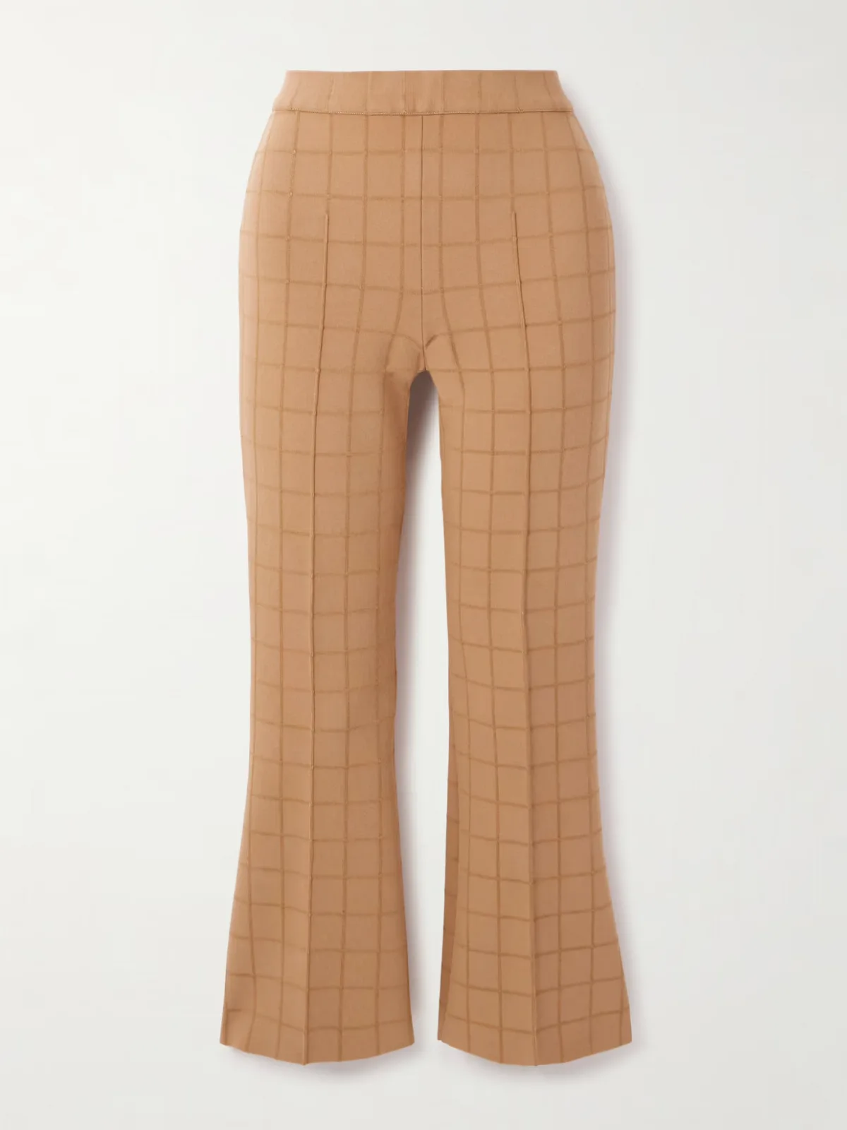 - Kick Checked Stretch-knit Flared Pants -