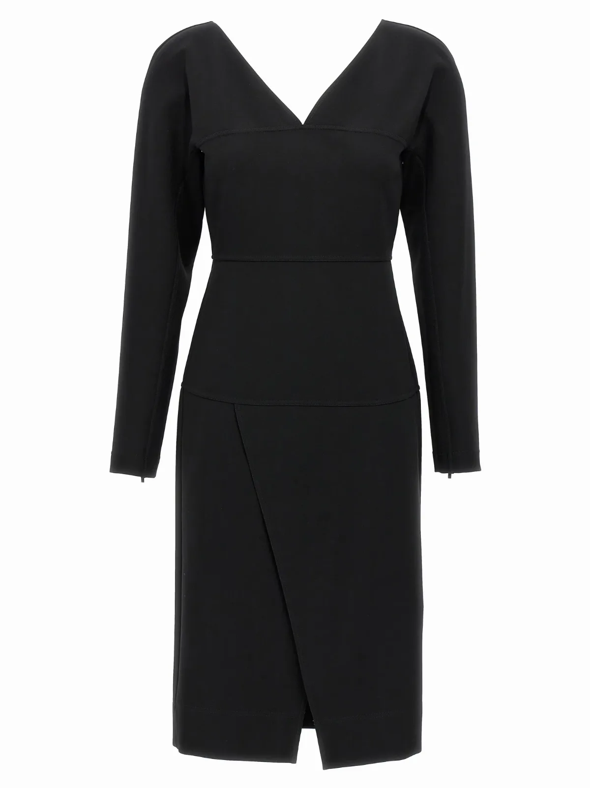 V-Neck Viscose Midi Dress