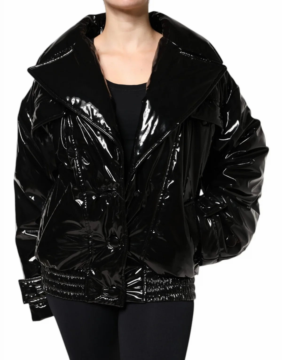 Polyester and PU Blouson Jacket