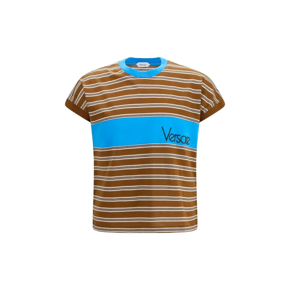 Striped Cotton with Embroidered Logo T-Shirt