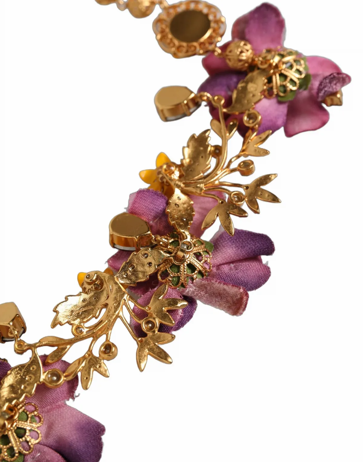 Fiori Flowers Crystal Brass Mix Necklace by Dolce & Gabbana