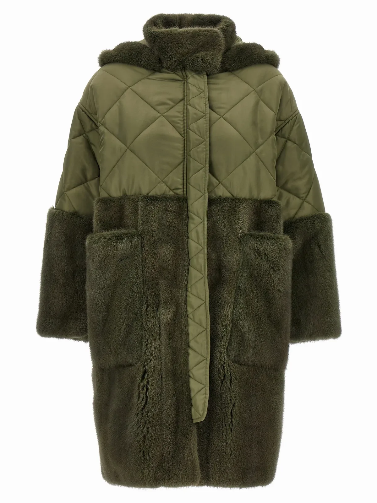 Quilted Mink-Trimmed Down Jacket