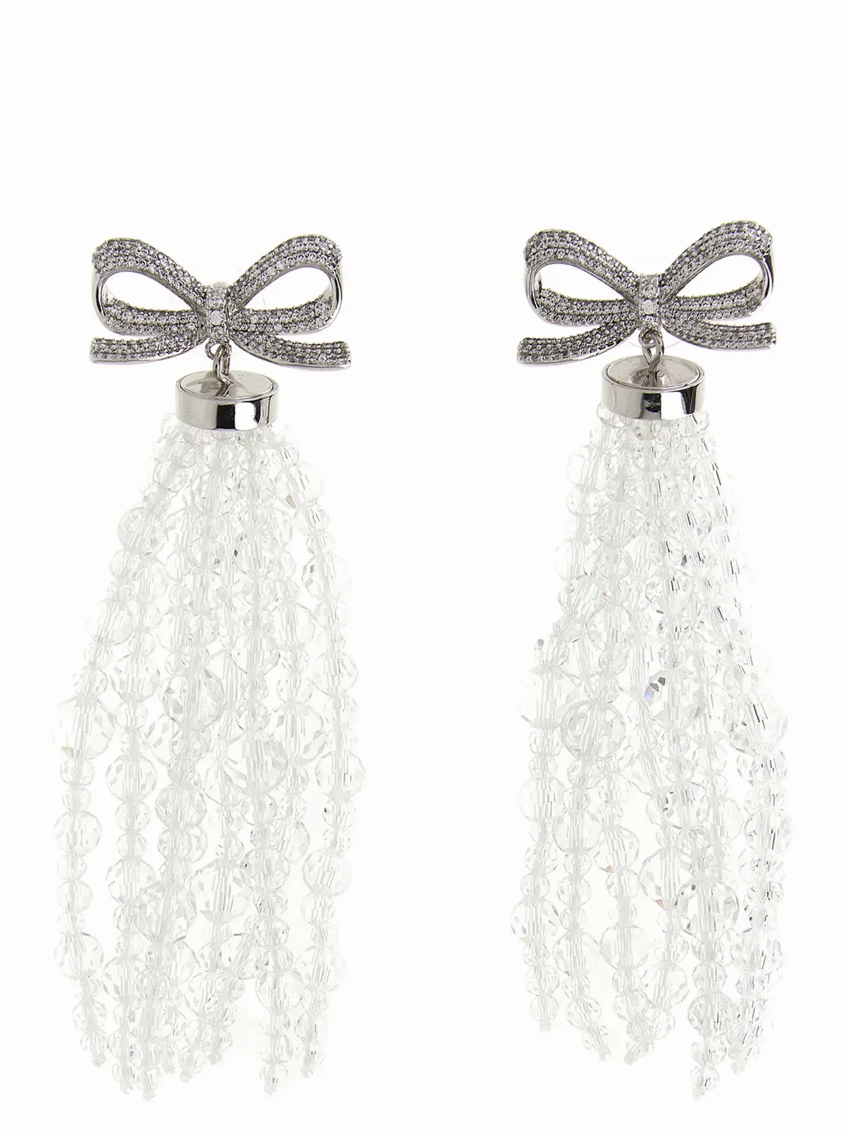 Crystal Bow Beaded Waterfall Earrings by Self-Portrait