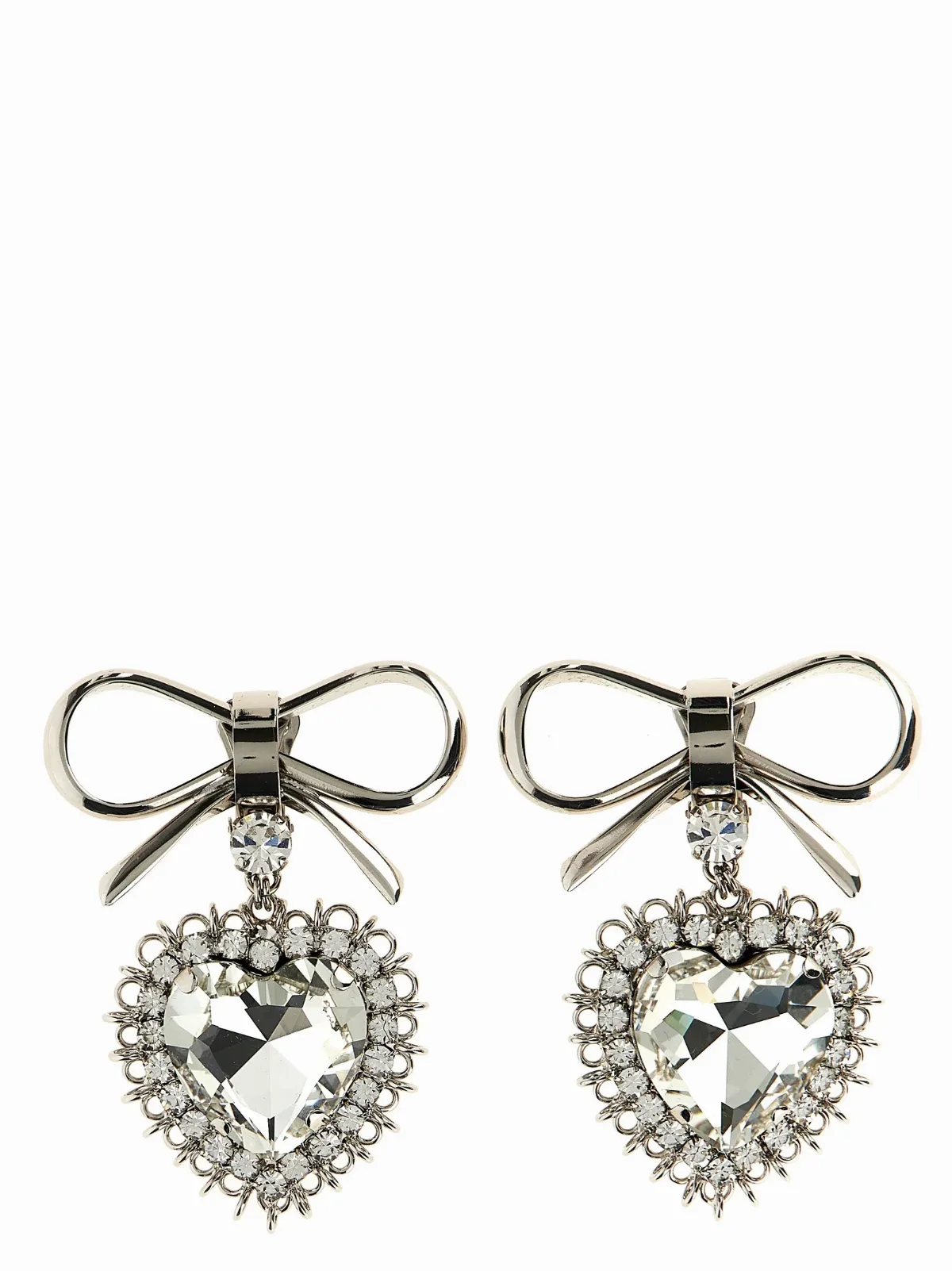 Crystal Heart & Bow Earrings by Alessandra Rich