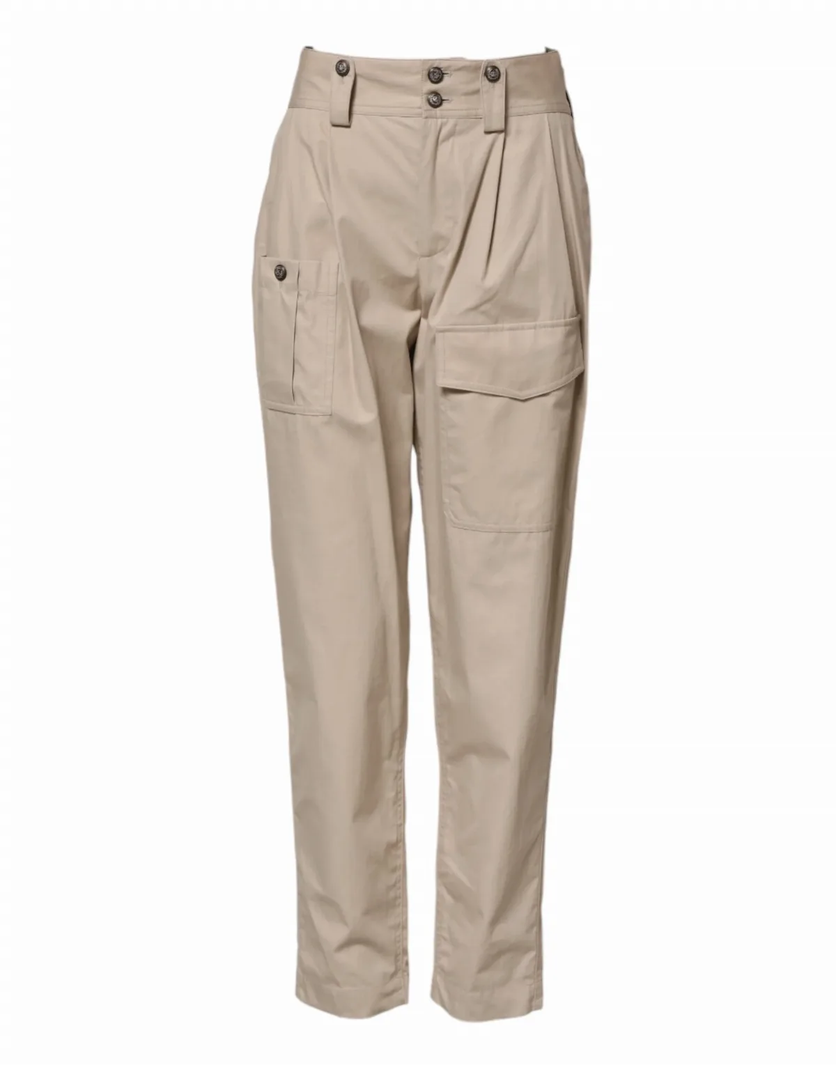 Cotton High-Waisted Cargo Pants
