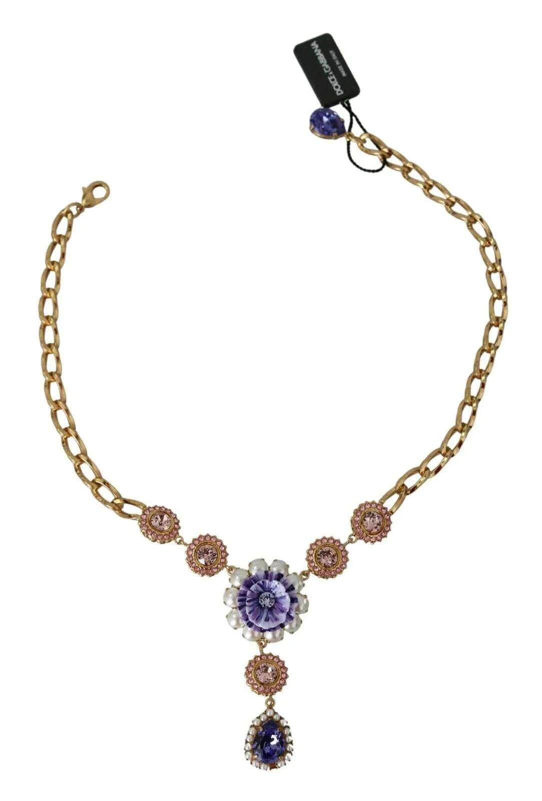 Floral Crystal Pearl Pendant Necklace by Dolce & Gabbana