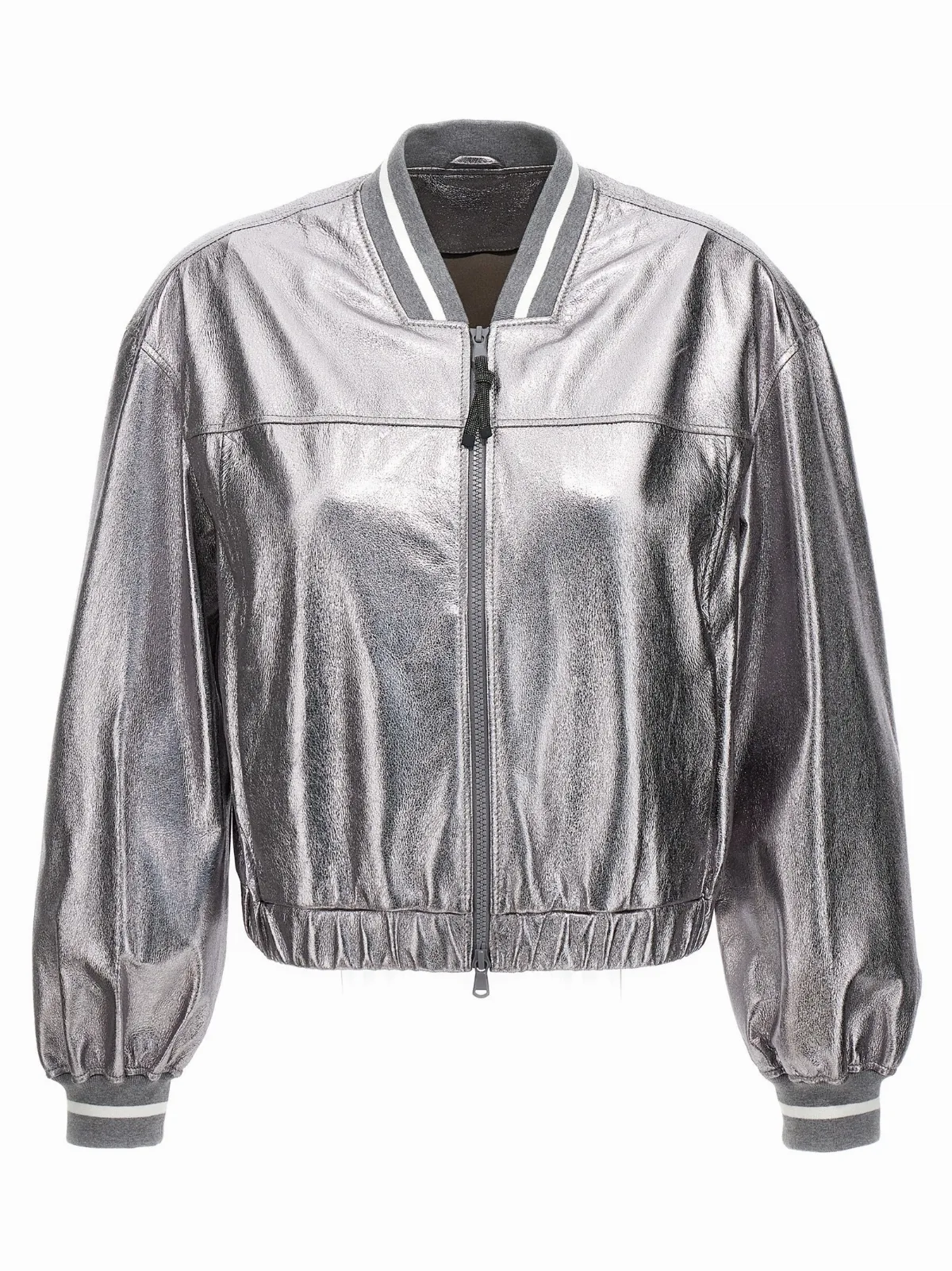 Laminated Leather Bomber Jacket