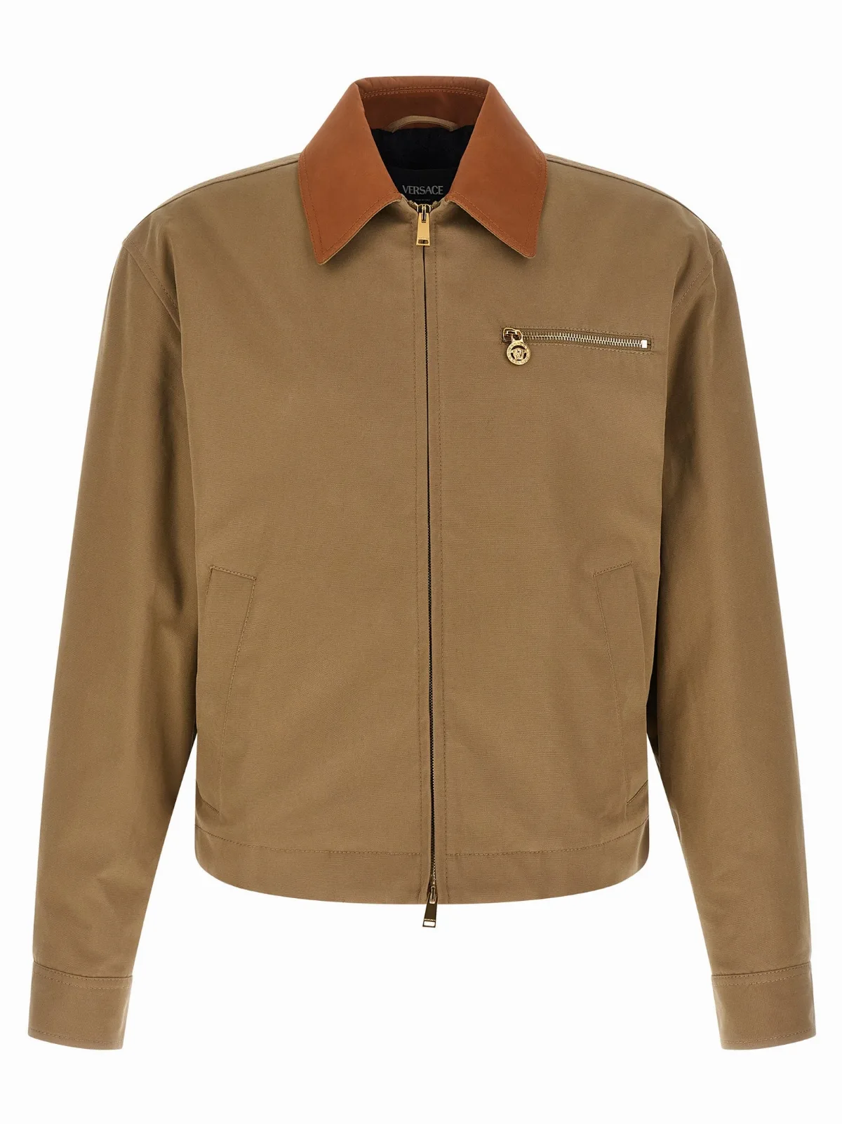 Cotton Canvas with Leather Collar Jacket