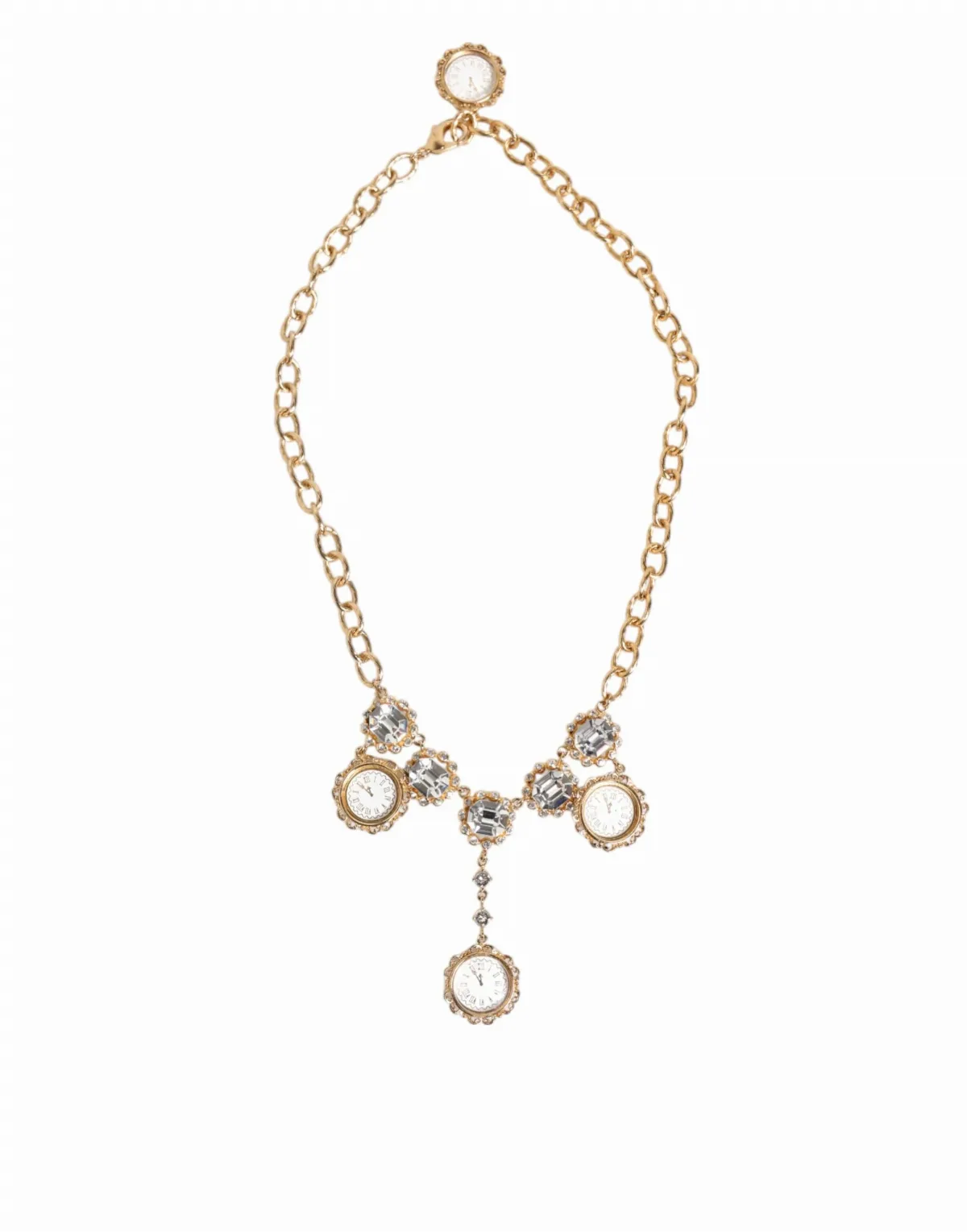 Crystal Clock Pendant Statement Necklace by Dolce & Gabbana