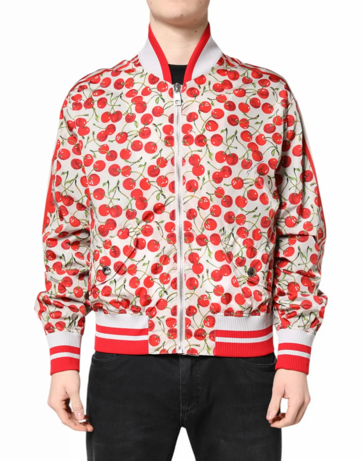 Cherry Print Bomber Jacket