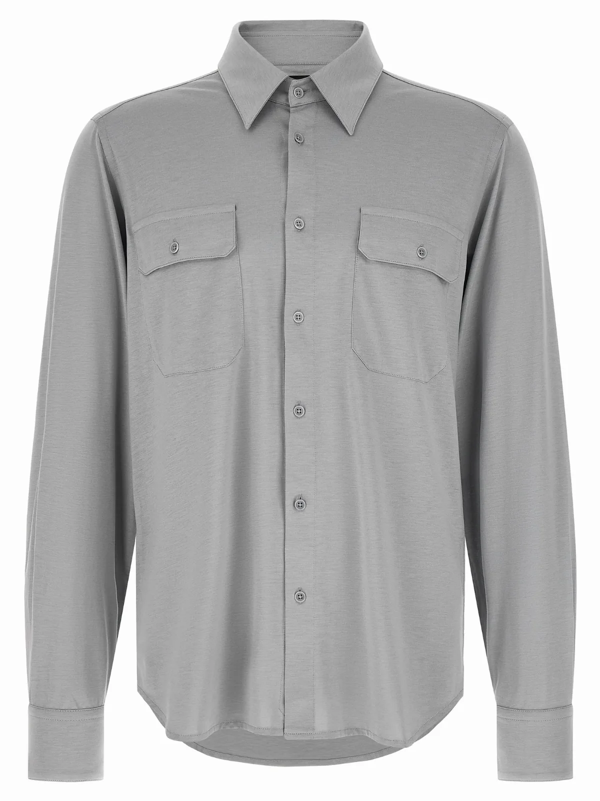 Silk-Cotton Military-Inspired Shirt