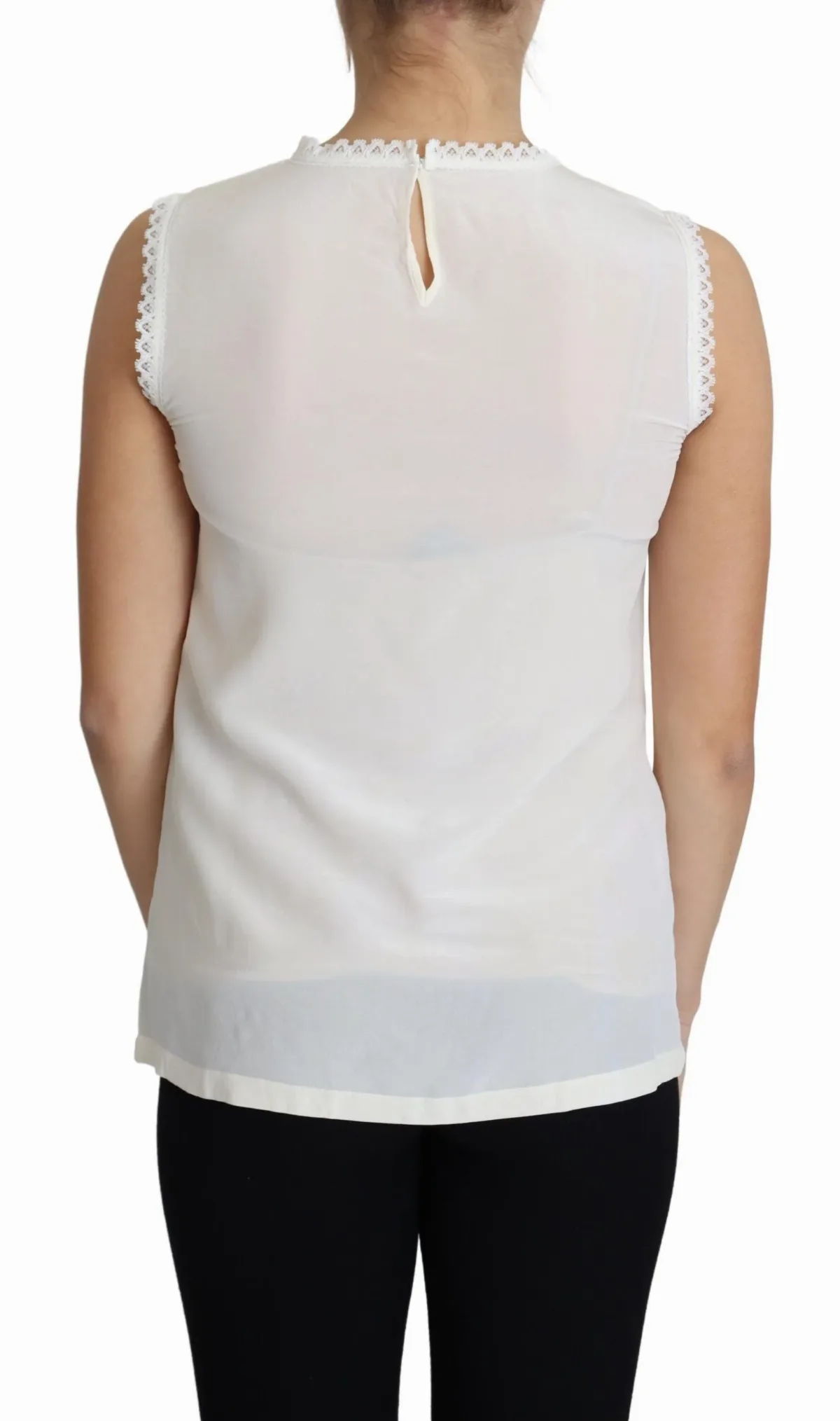 Lace-Trimmed Silk Blouse