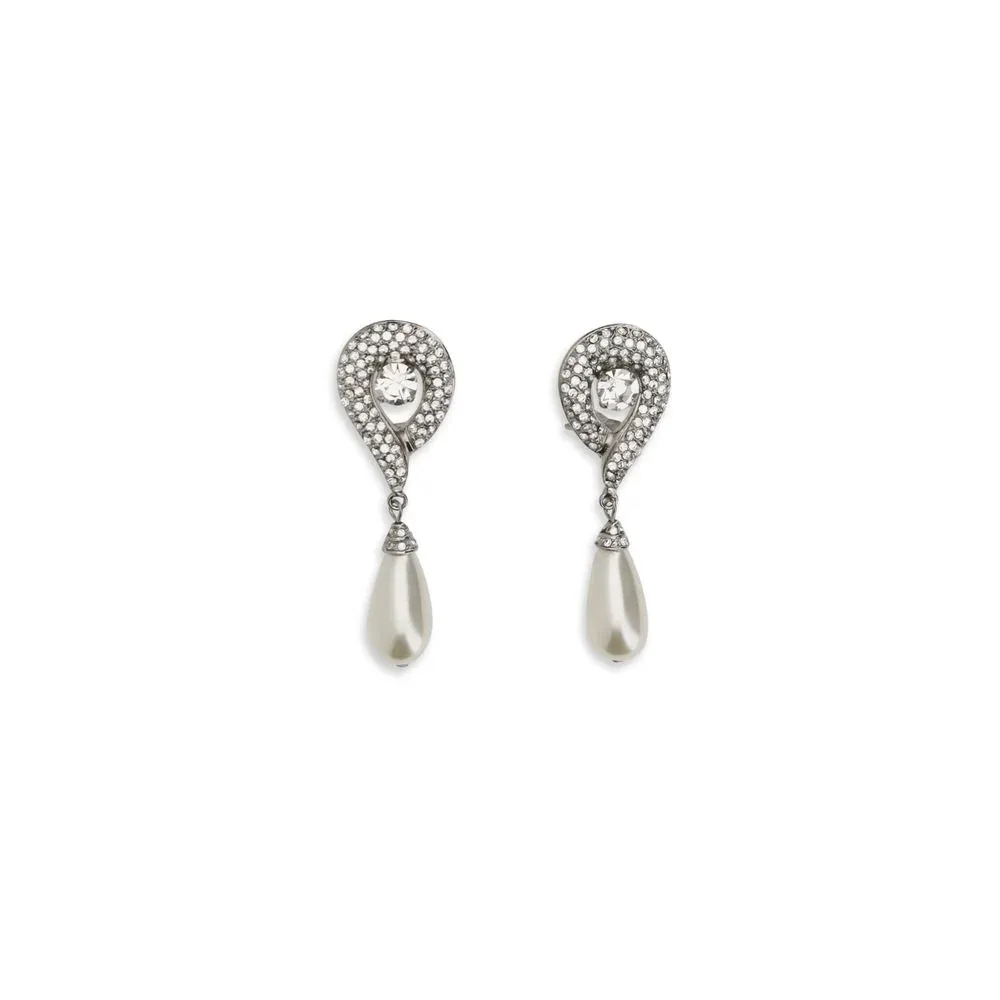 Crystal and Pearl Drop Earrings