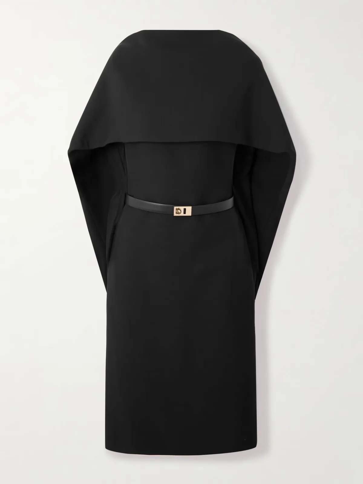 - Cape-effect Faille Dress -