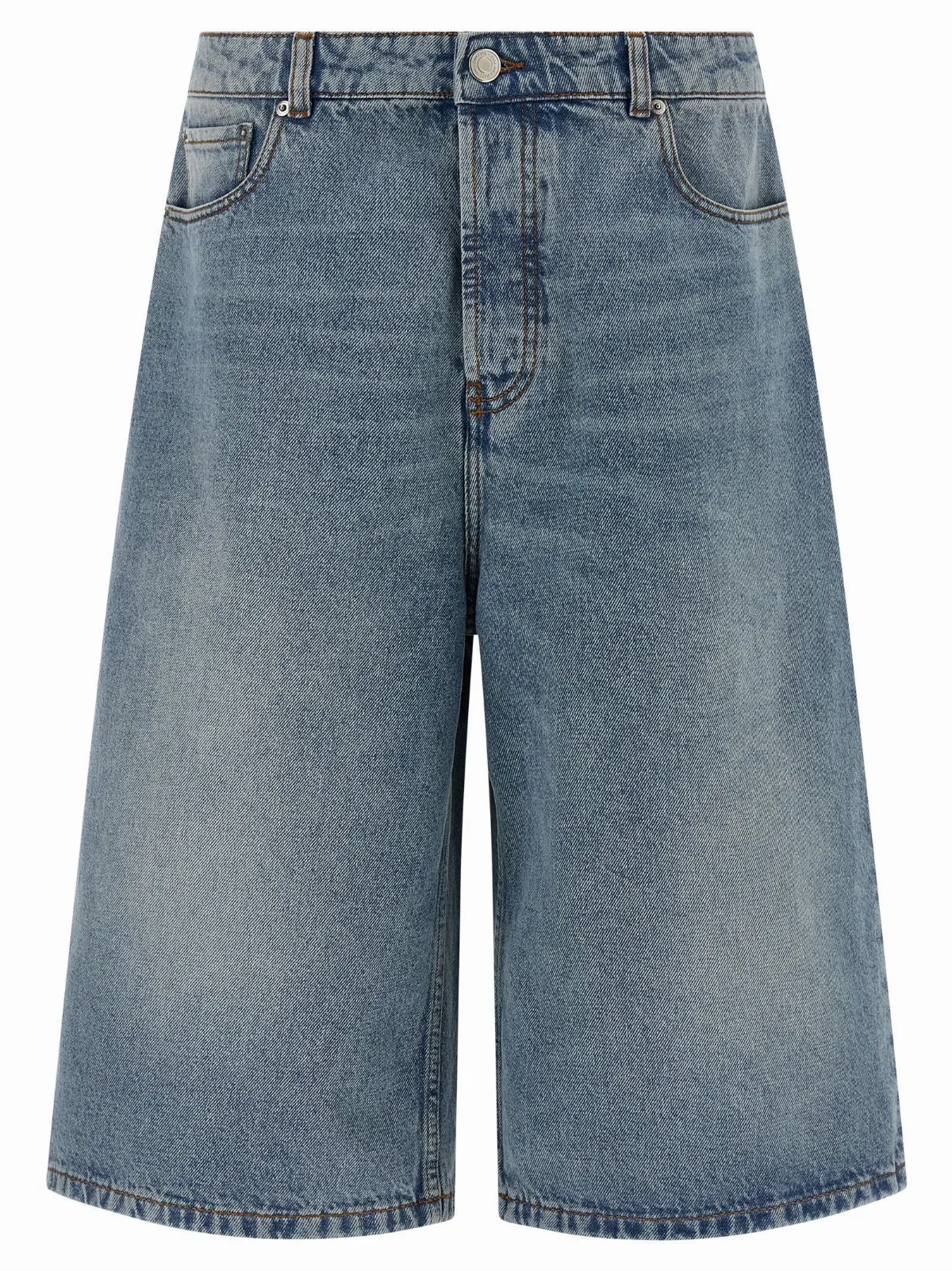 Stone-Washed Denim Bermuda Shorts