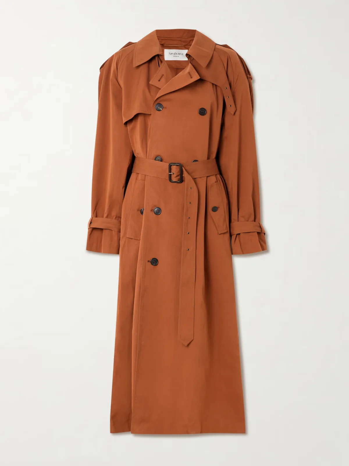 - Double-breasted Belted Cotton And Silk-blend Trench Coat -