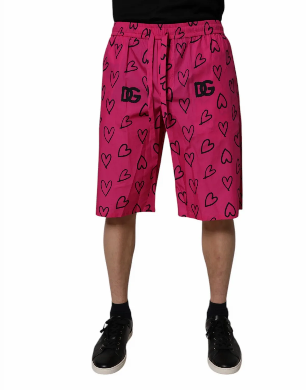 Heart-Print Cotton Bermuda Shorts