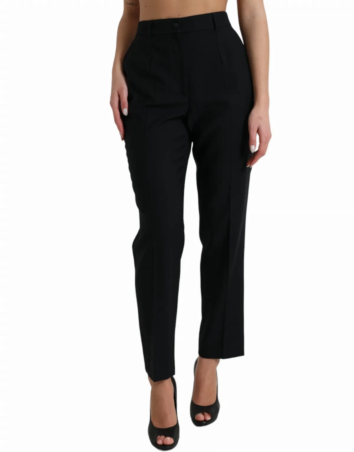 Wool Blend High-Waist Straight Trousers