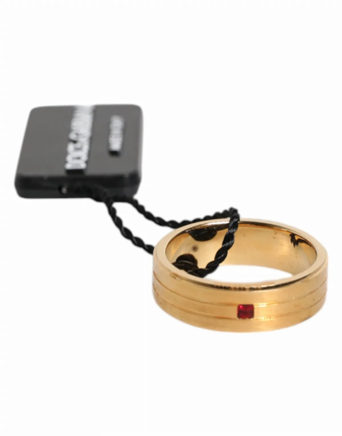 Tone Brass Red Crystal Logo Ring by Dolce & Gabbana