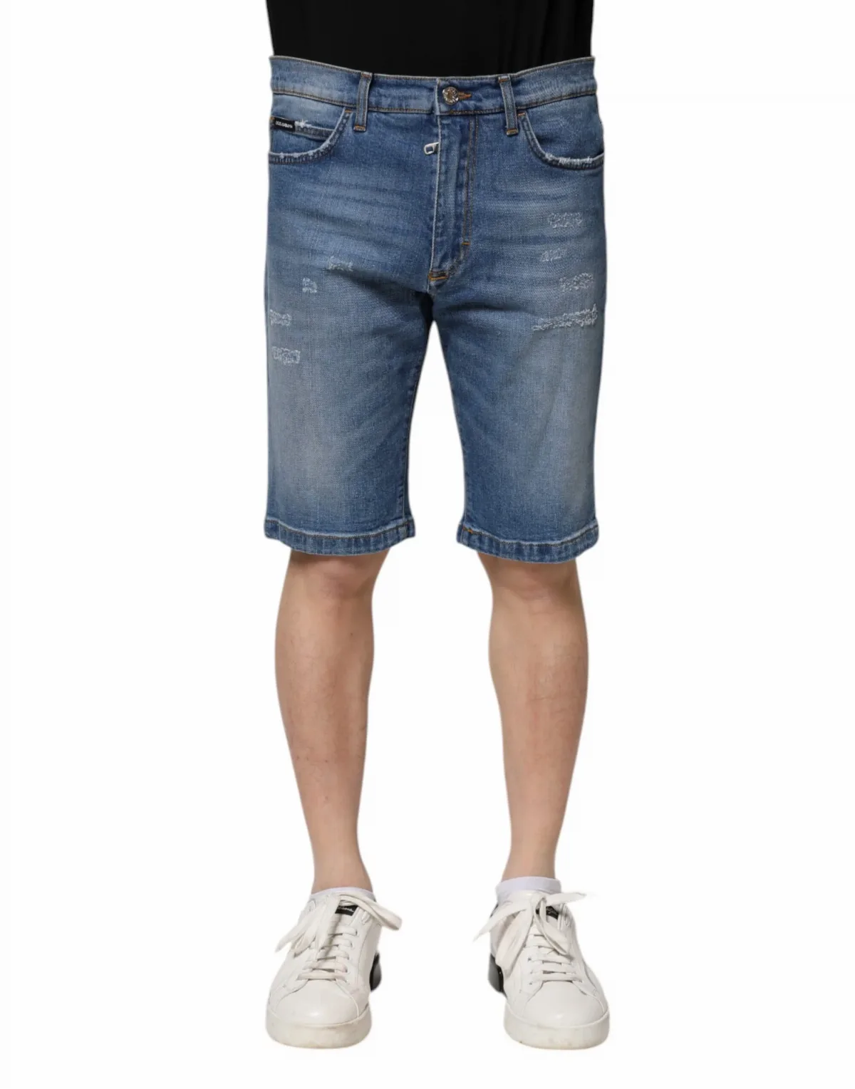 Cotton-Stretch Denim Bermuda Shorts