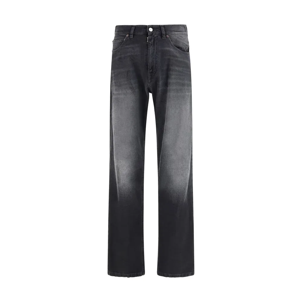 Faded Straight-Leg Cotton Jeans