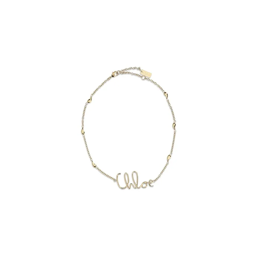 Logo-Charm Brass Chain Necklace by Chloé