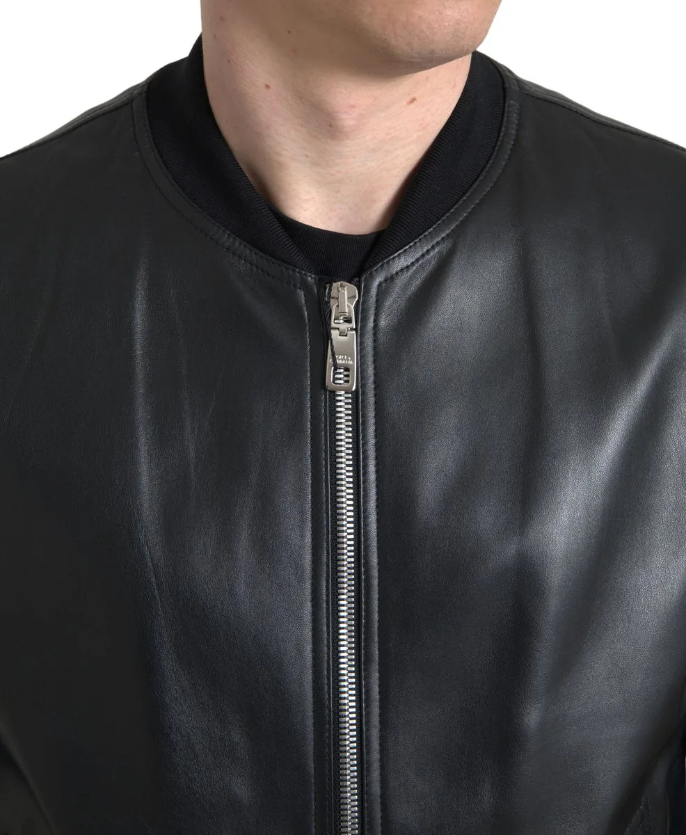Lambskin Leather Bomber Jacket