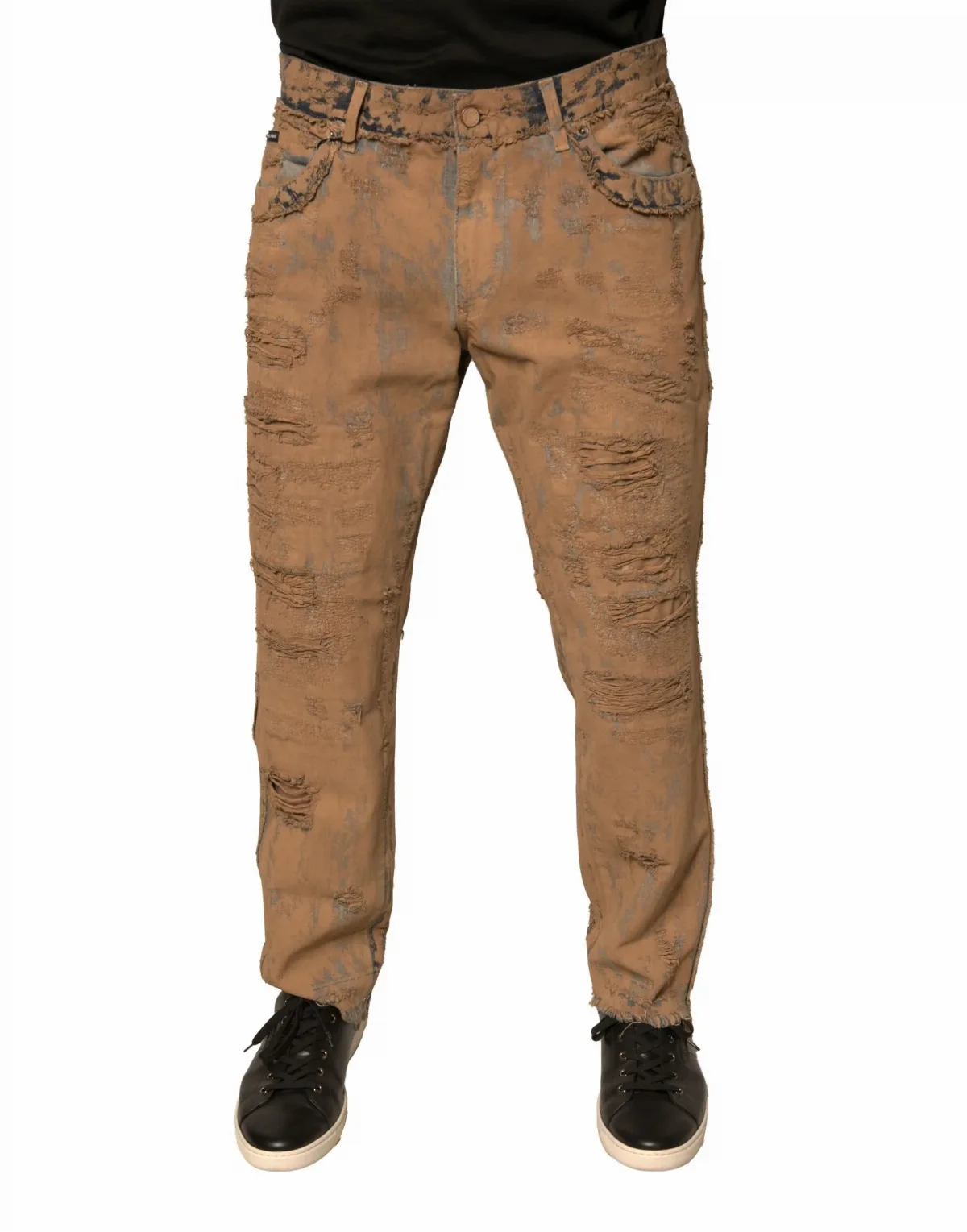 Tattered Cotton Denim Jeans