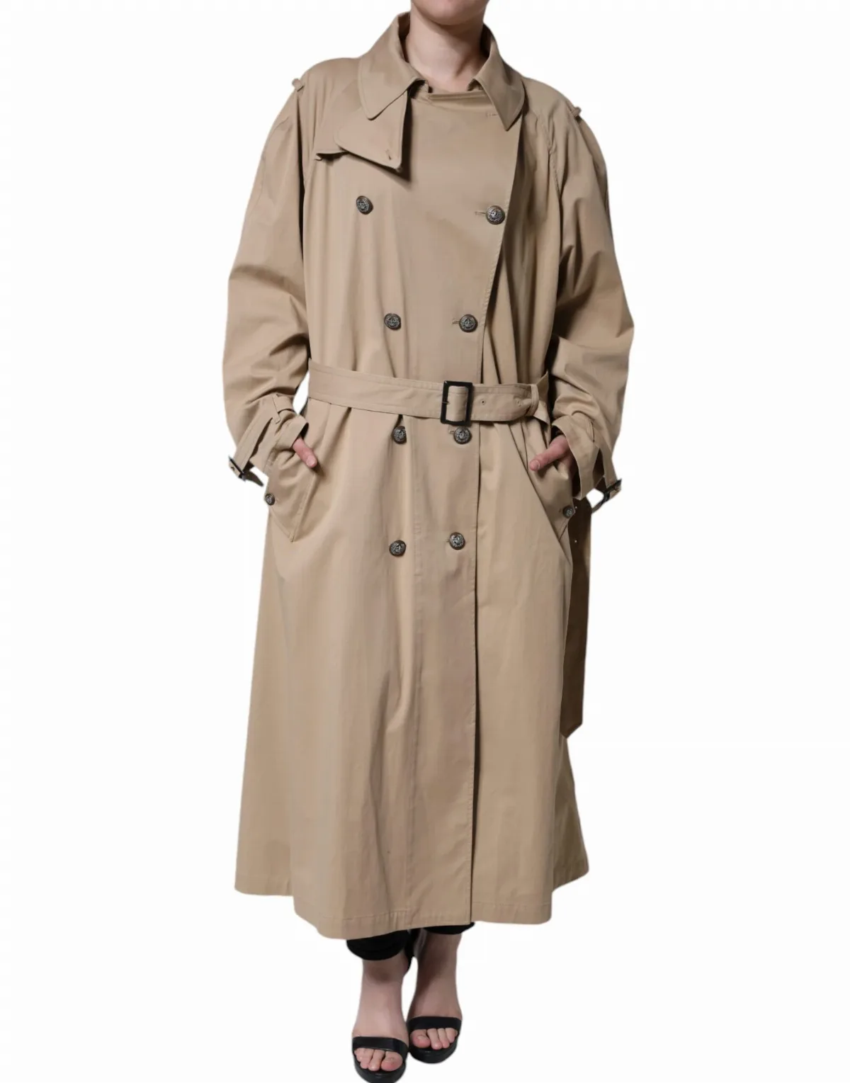 Double-Breasted Cotton Trench Coat