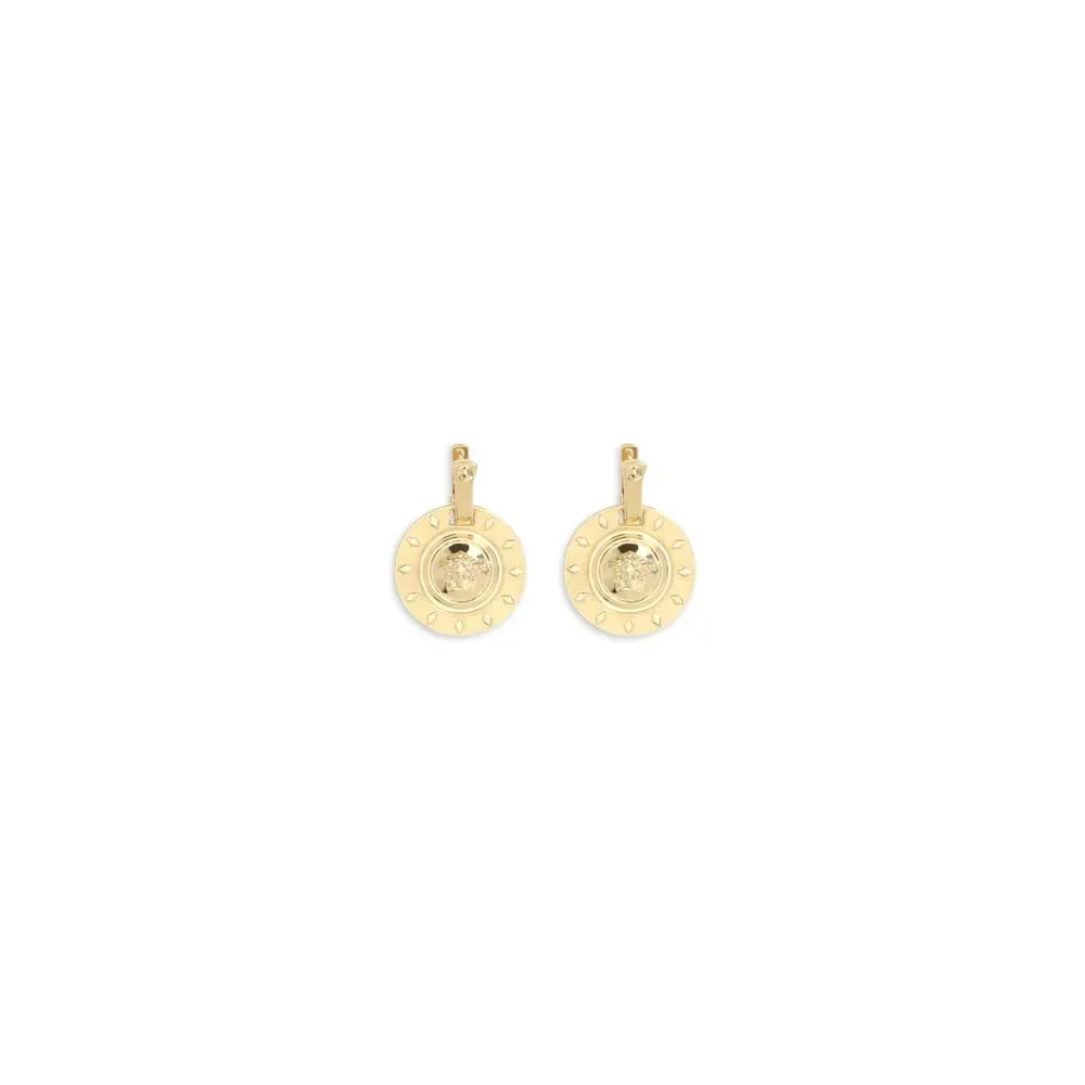 Medusa Hammered Brass Earrings by Versace