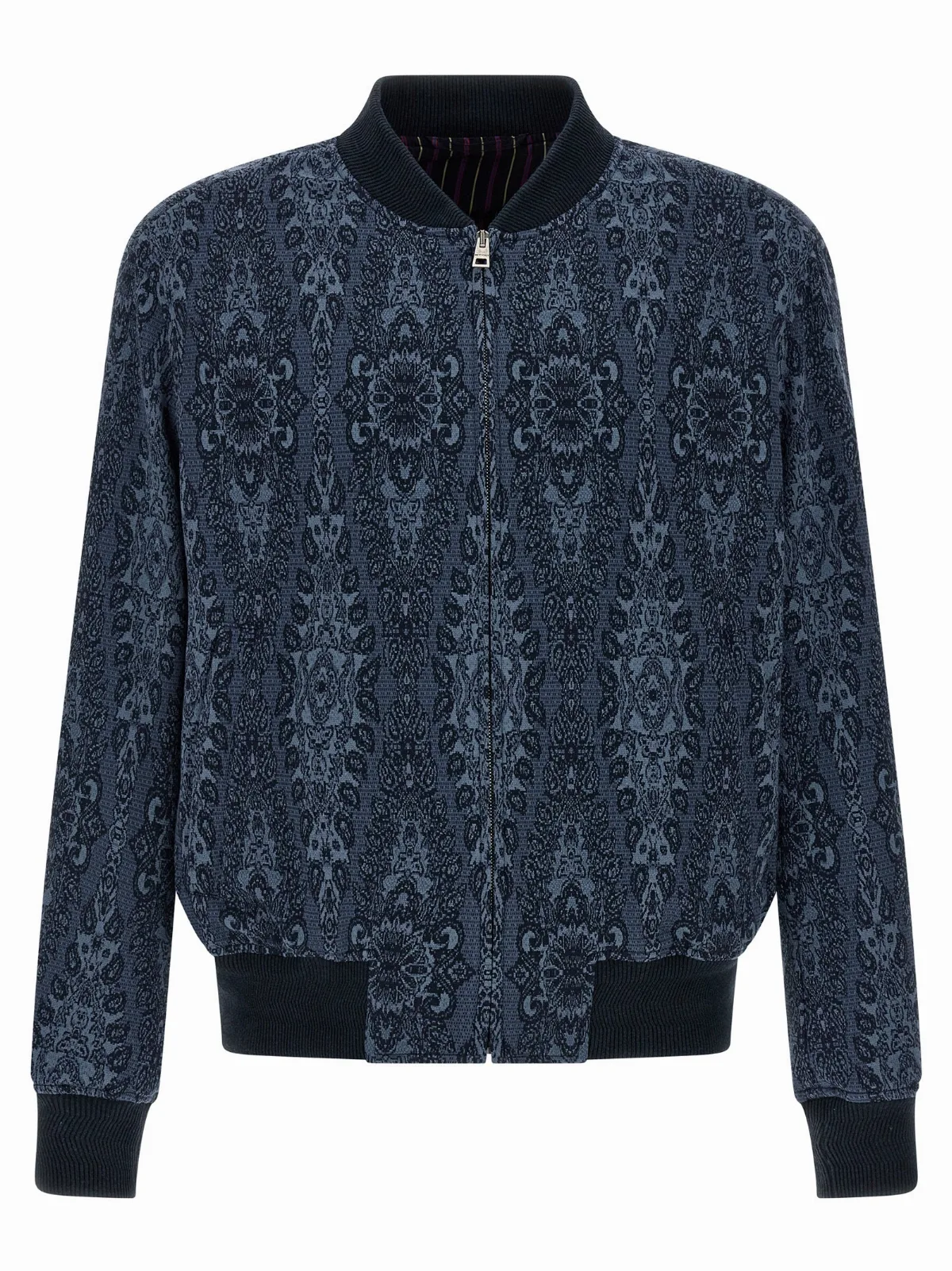 Damask-Jacquard Cotton Blend Bomber Jacket