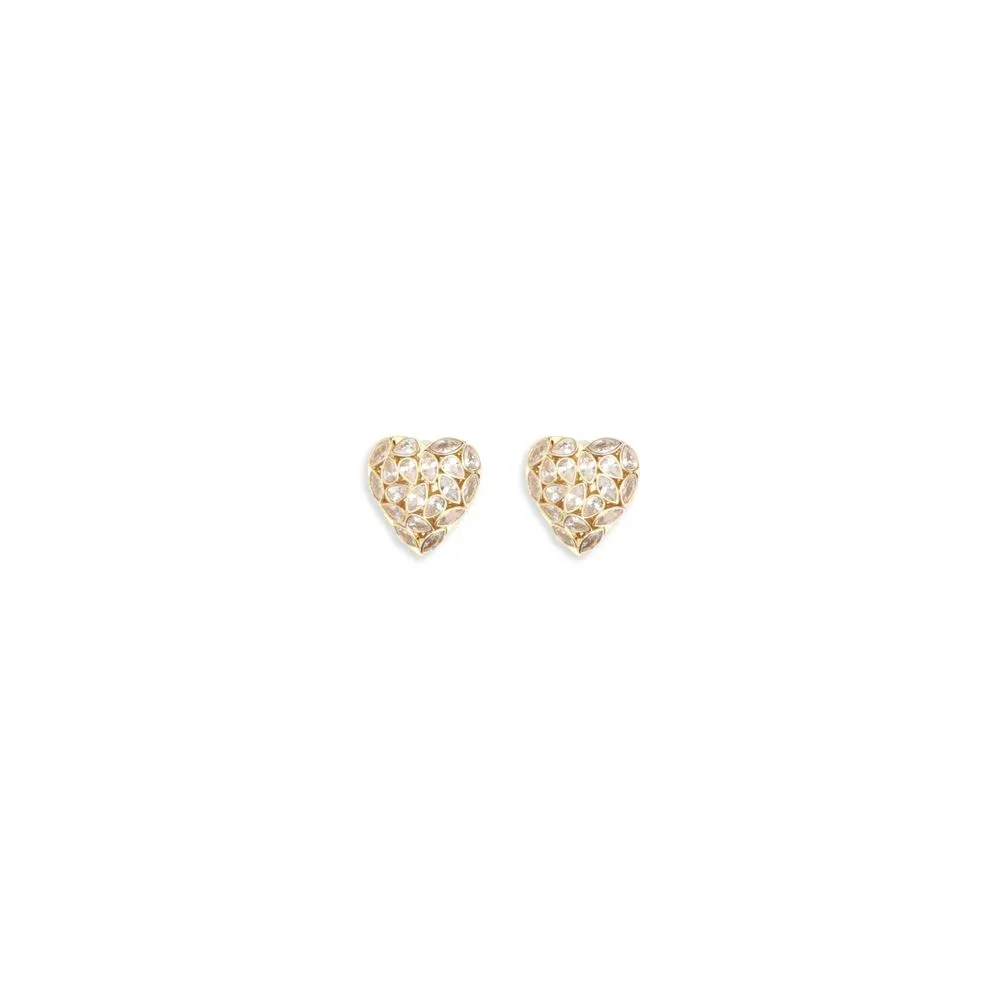 Crystal-Embellished Heart Earrings