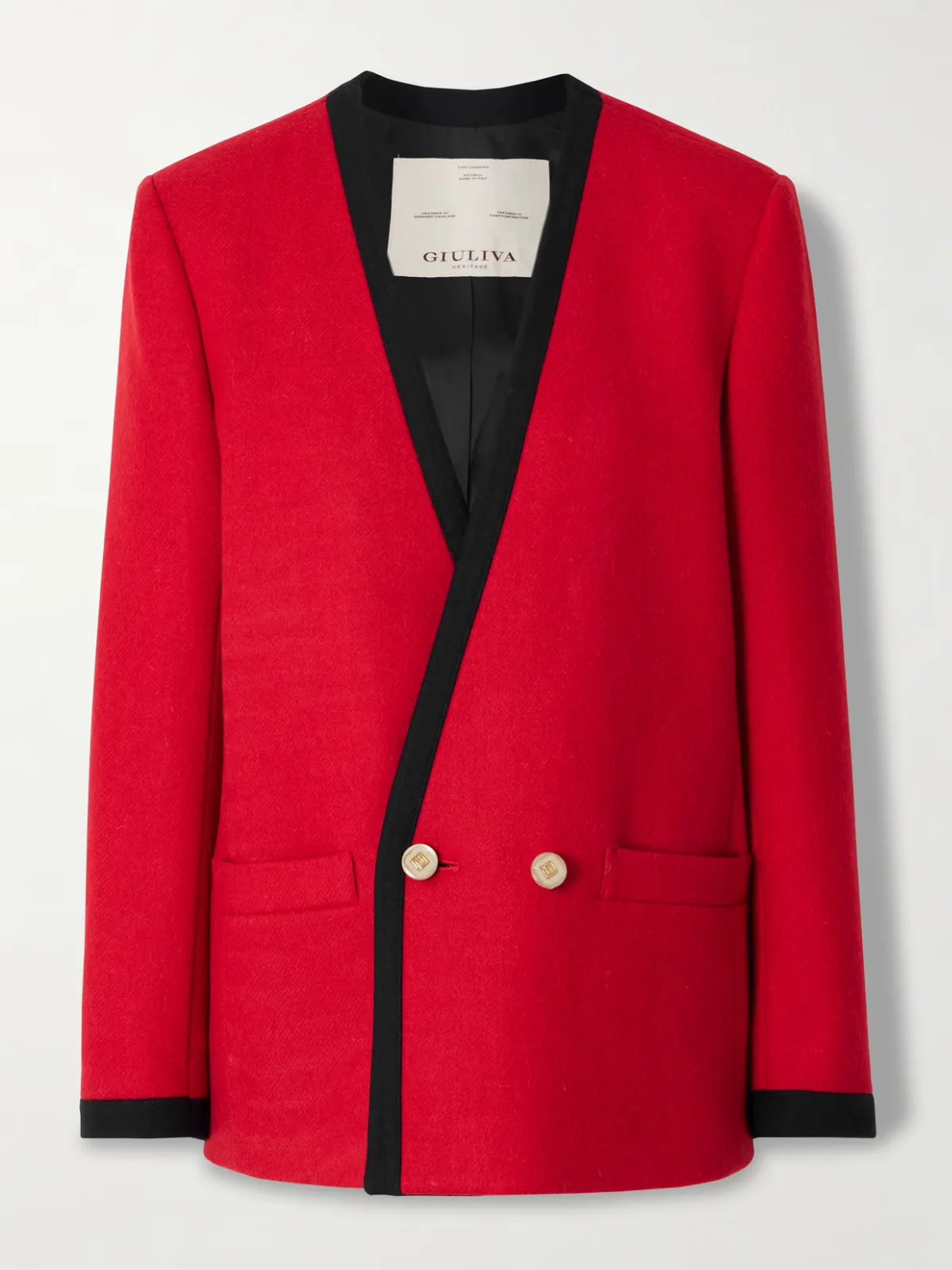 - The Charlotte Double-breasted Wool And Mohair-blend Blazer -