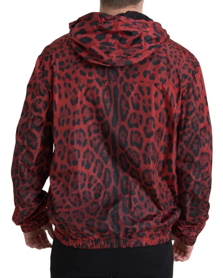 Leopard-Print Hooded Bomber Jacket