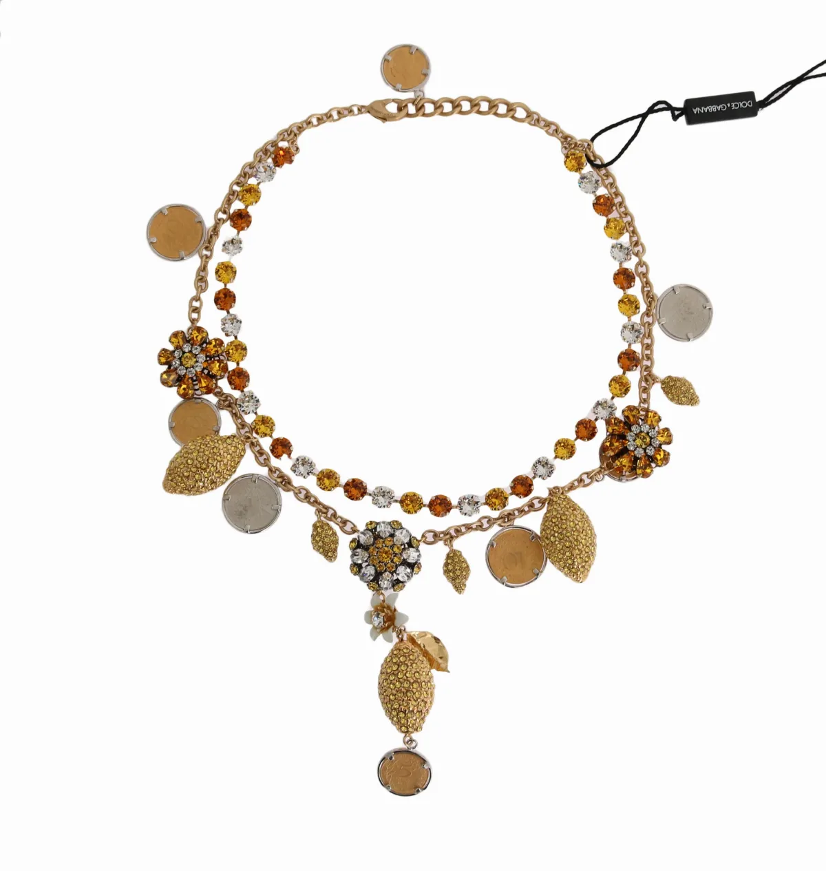 Pineapple Coin Crystal Necklace by Dolce & Gabbana