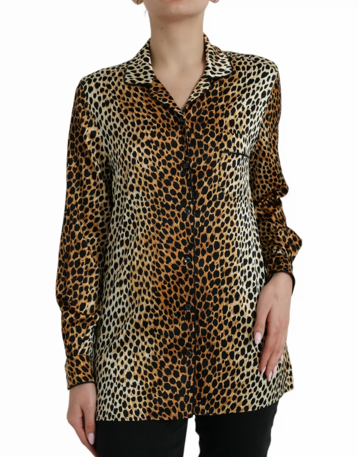 Leopard-Print Silk Blouse
