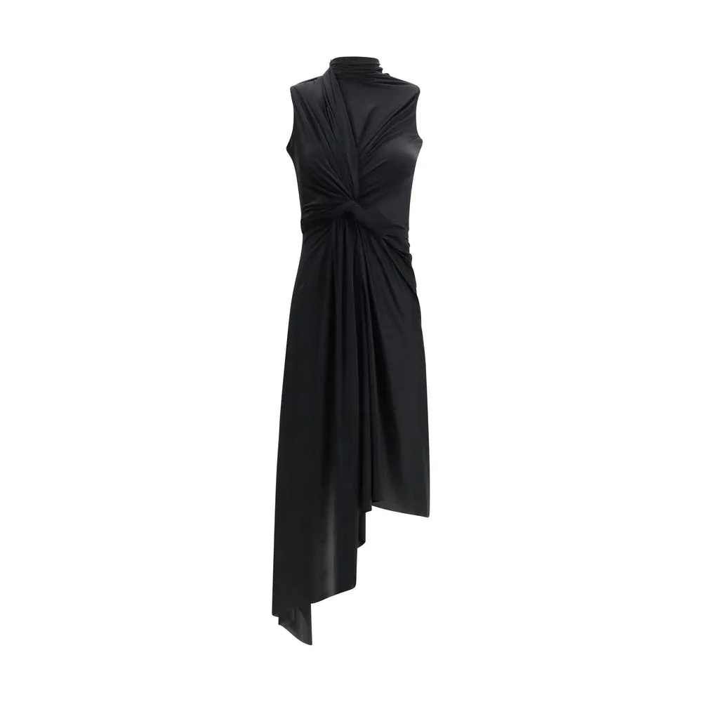 Asymmetrical Draped Polyamide Dress