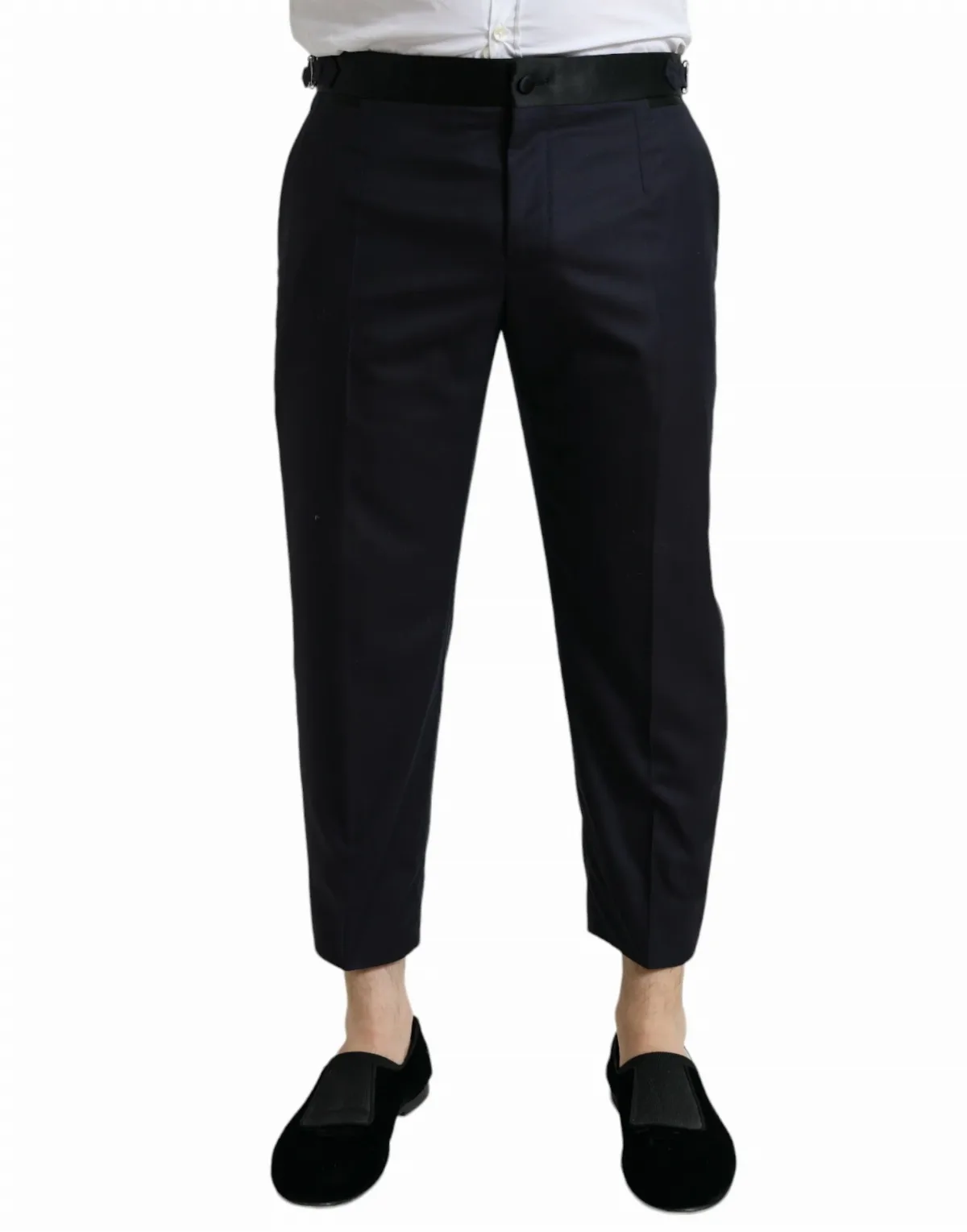 Virgin Wool Cropped Tapered Trousers