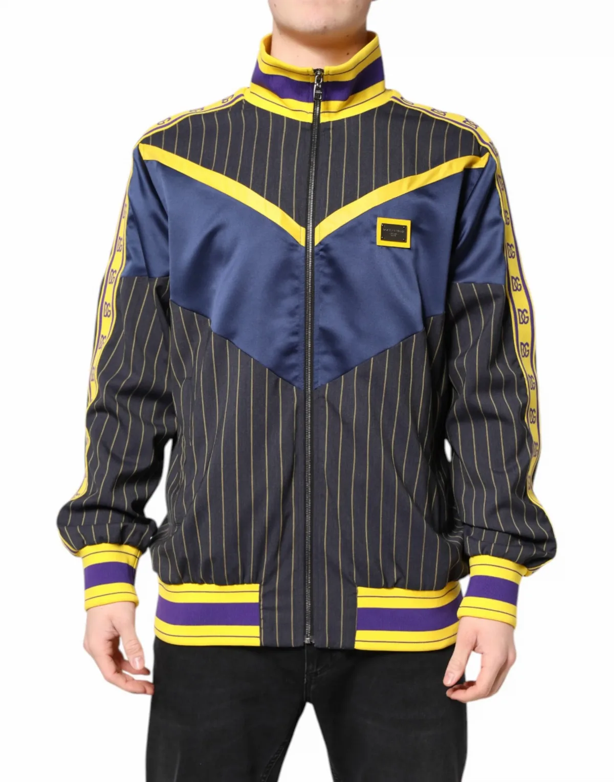 Striped Virgin Wool Bomber Jacket