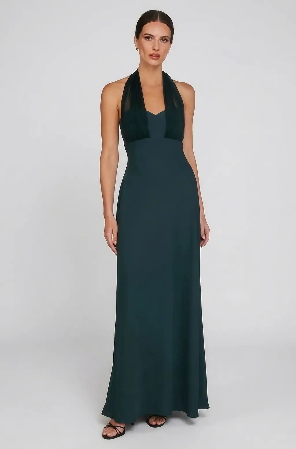 Organza Halter Neck Maxi Dress
