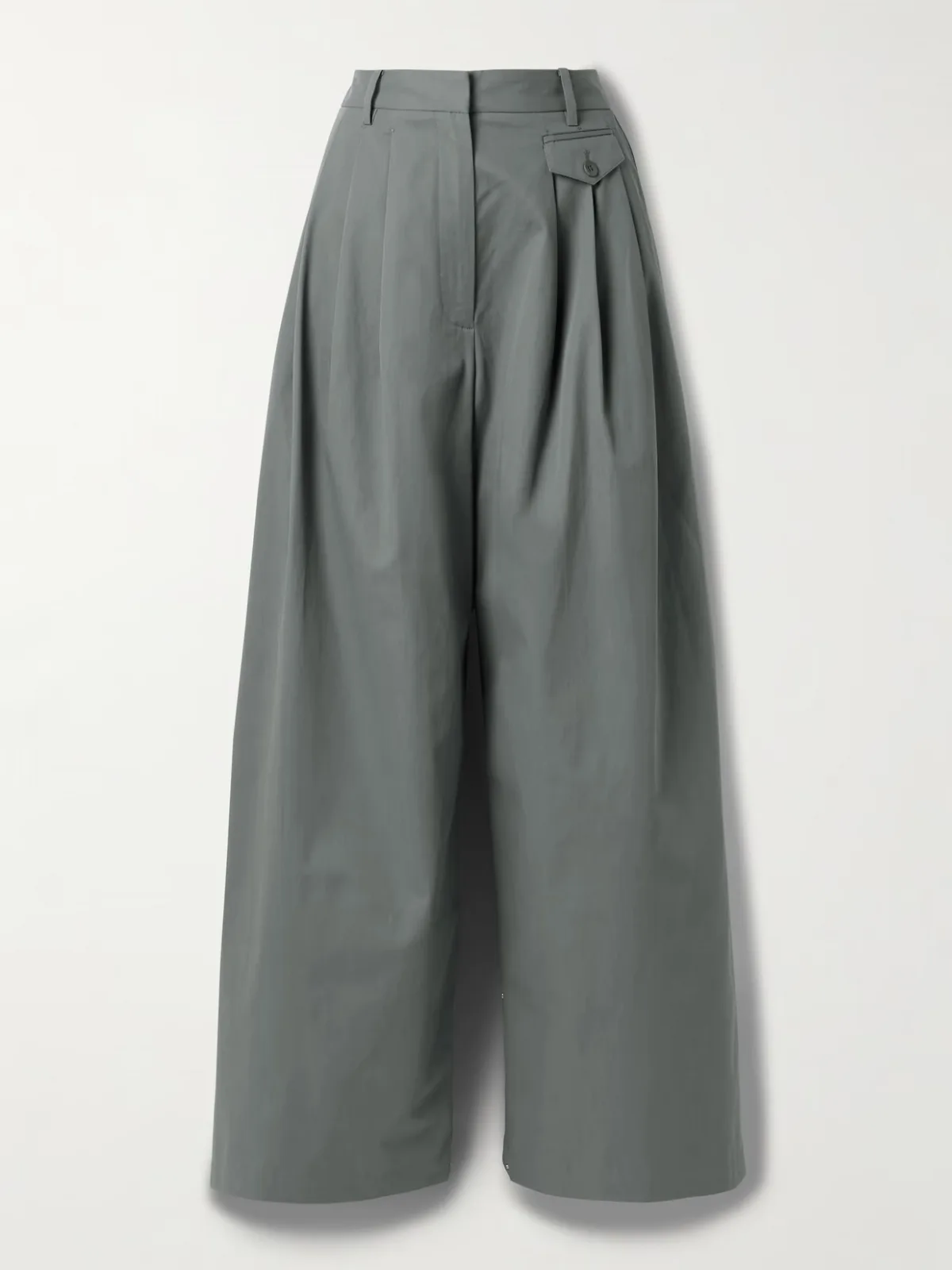 - Pleated Cotton-twill Wide-leg Pants -
