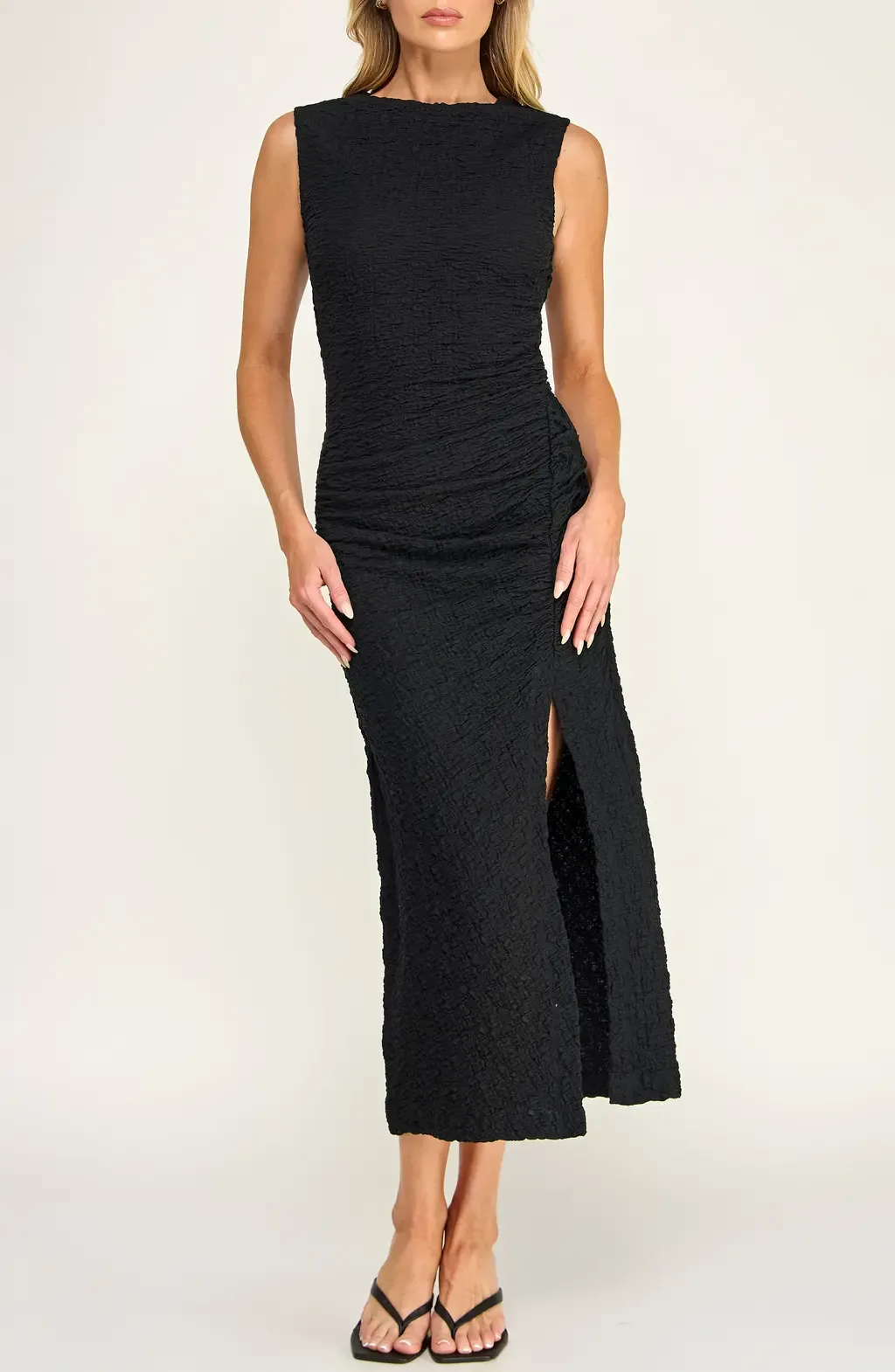 Sleeveless Textured Knit Maxi Dress