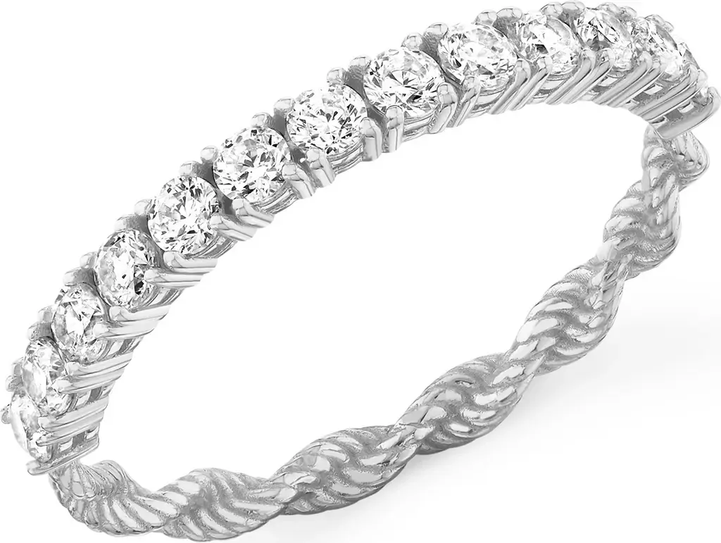Cubic Zirconia Half Eternity Twisted Band Ring by Crislu