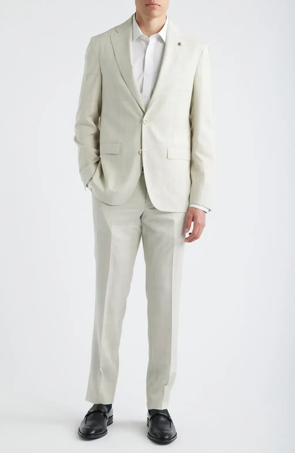 Midland Contemporary Fit Windowpane Check Super 130s Wool Suit