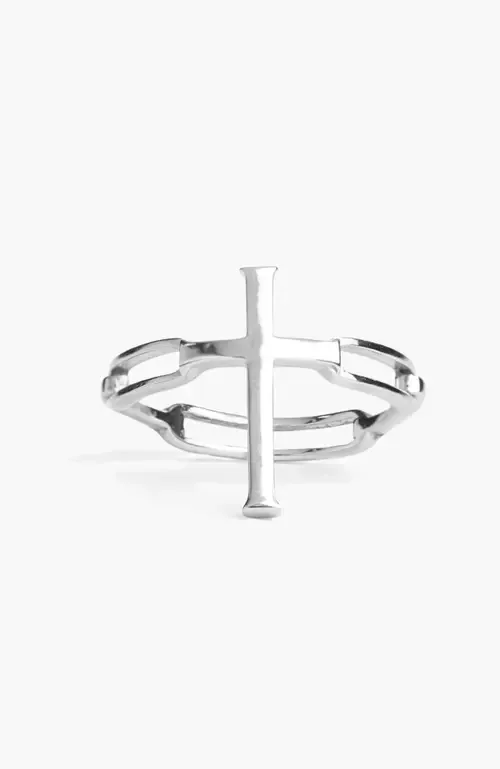 Chain Breaker Cross Statement Ring in Sterling Silver by Rizen Jewelry
