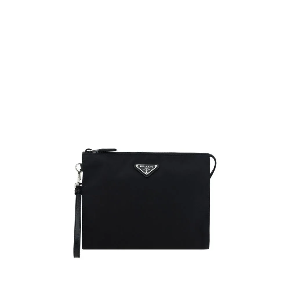 Enamel Triangle Logo Pouch Clutch