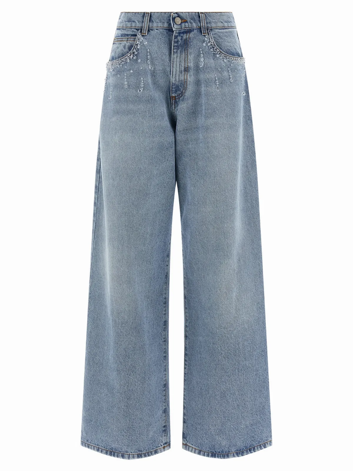 Crystal-Embellished Denim Jeans