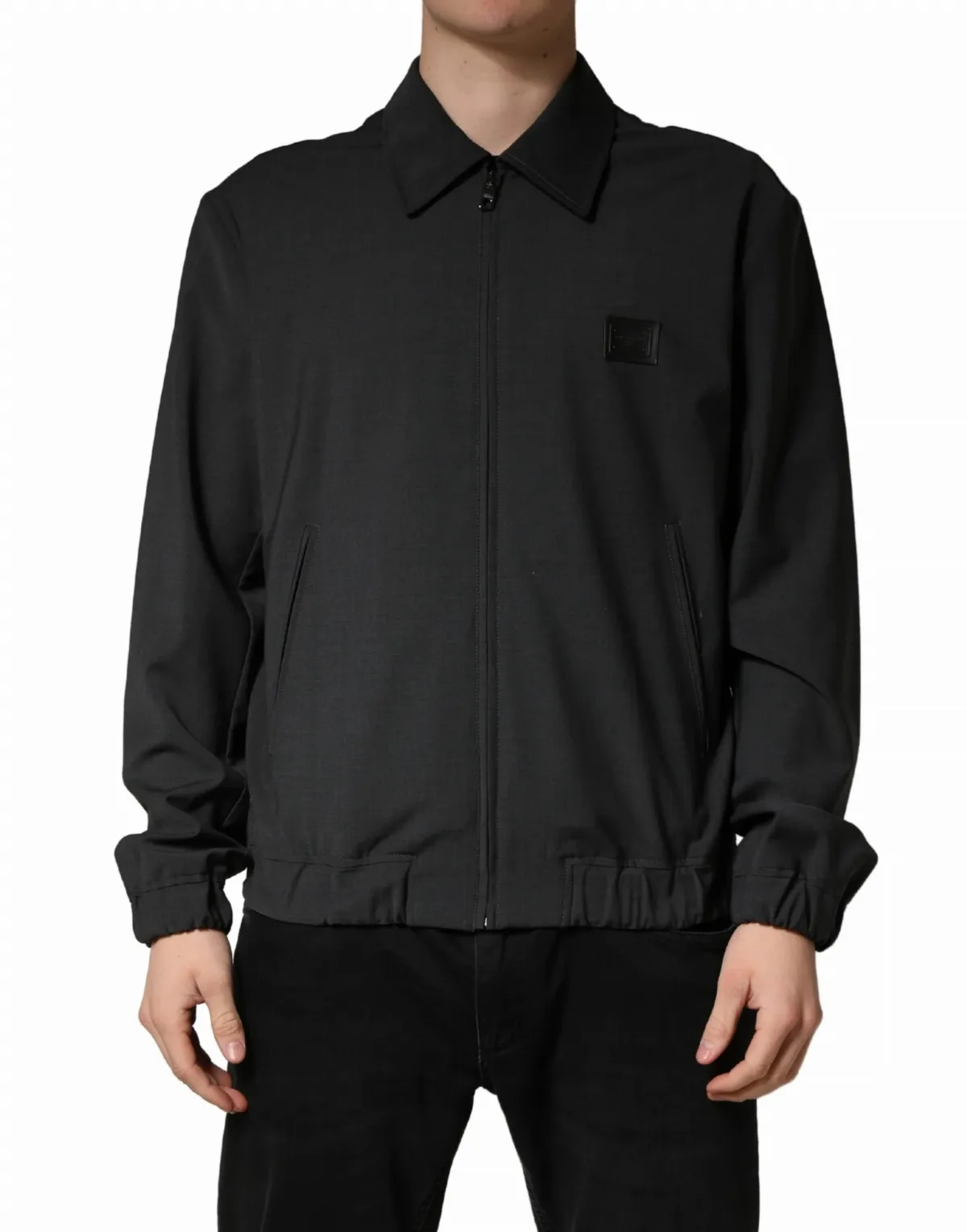 Virgin Wool Zip Bomber Jacket